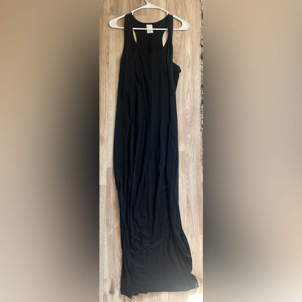 Xhilaration Black Sleeveless Maxi Dress with Side Slit Women’s Size Large